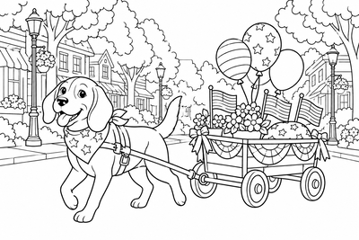 Beagle's Fourth of July parade coloring page