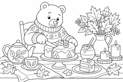 Bear's honey cake coloring page