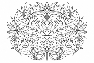 Dragonfly mandala coloring page