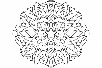Father's Day bow tie mandala coloring page