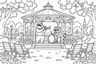Fourth of July bandstand coloring page
