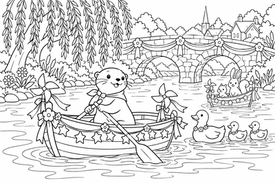 Fourth of July boat parade coloring page
