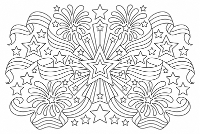 Fourth of July star mandala coloring page