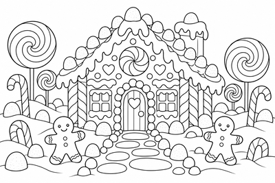 Gingerbread house coloring page