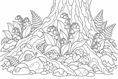 Lily of the valley woodland coloring page