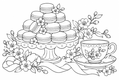 Macaron tower coloring page