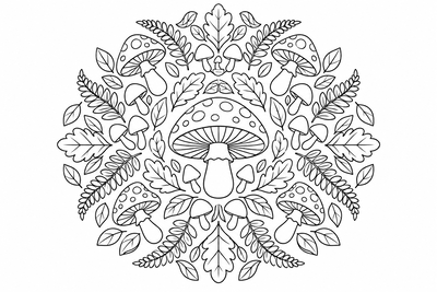 Mushroom mandala coloring page