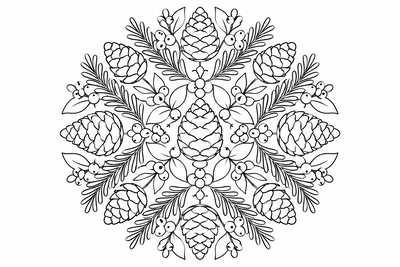 Pine cone mandala coloring page