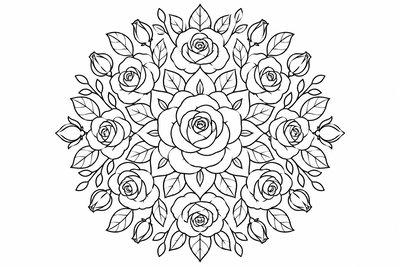 Rose mandala coloring page