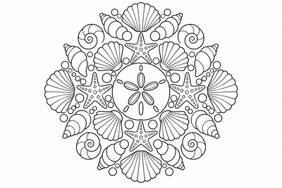 Seashell mandala coloring page