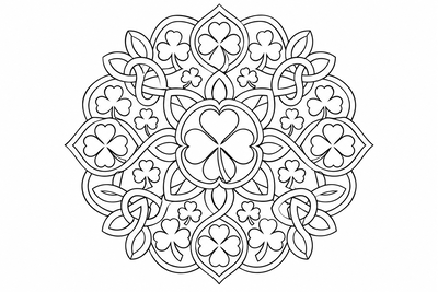 Shamrock mandala coloring page