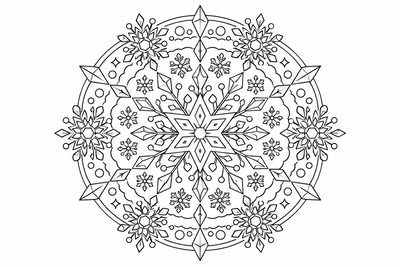 Snowflake mandala coloring page