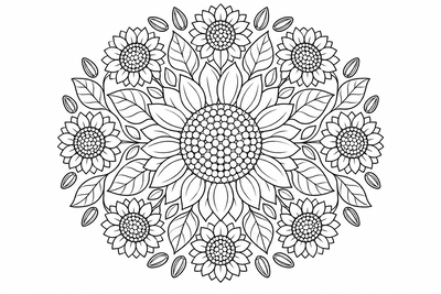 Sunflower mandala coloring page