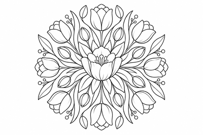 Tulip mandala coloring page