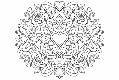 Valentine's heart mandala coloring page