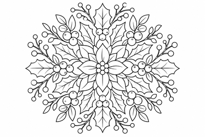 Winter berry mandala coloring page